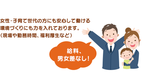 給料、男女差なし！
